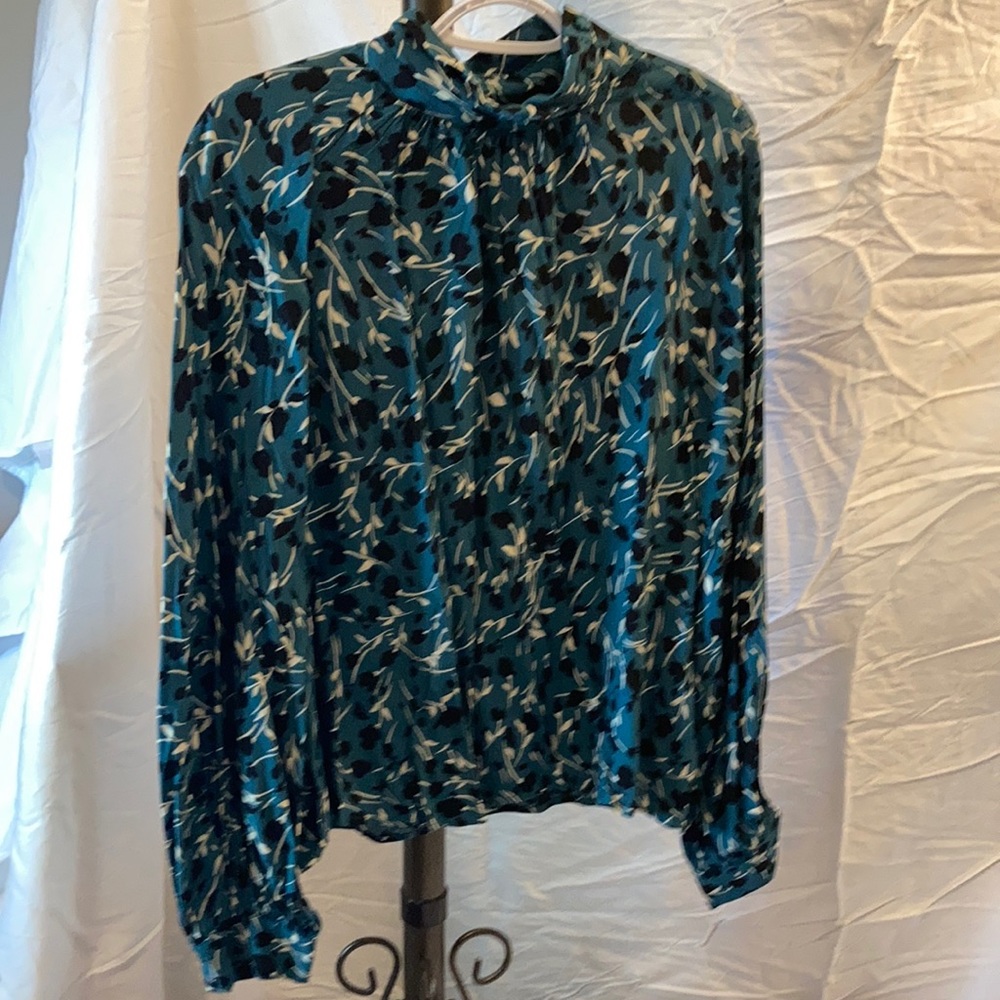 Great colored blouse from Who What Where with neck button detail